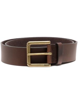 BOSS engraved-logo buckle belt - Brown