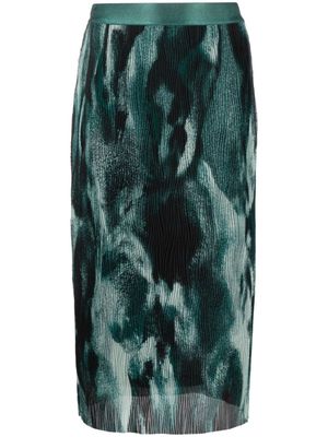 BOSS Evibelle abstract-print pleated skirt - Green