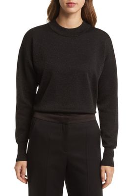 BOSS Fangal Wool Blend Crewneck Sweater in Black