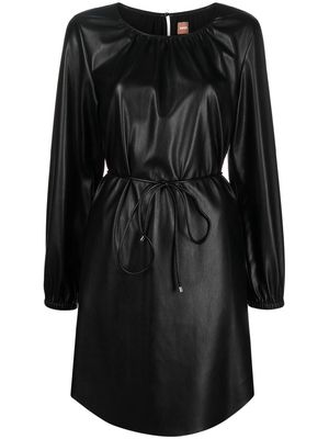 BOSS faux-leather belted dress - Black