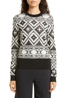 BOSS Favianna Patterned Sweater in Black Fantasy