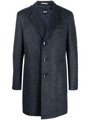 BOSS fitted single-breasted button coat - Blue