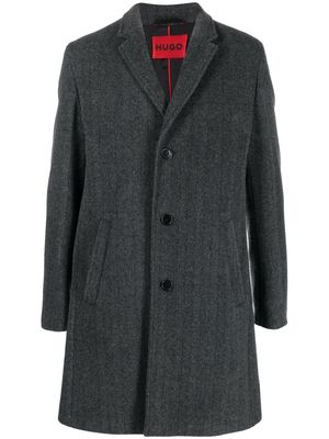 BOSS fitted single-breasted button coat - Grey