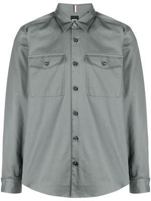 BOSS flap-pocket cotton shirt - Green
