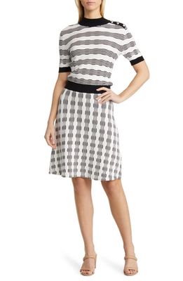 BOSS Foldiana Knit A-Line Dress in Grey Pattern