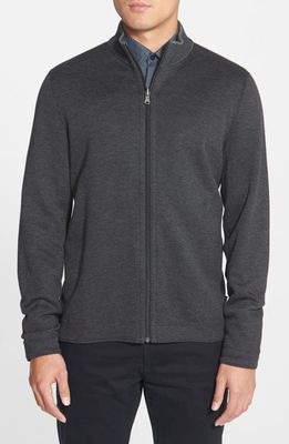 BOSS 'Fossa' Regular Fit Full Zip Reversible Sweatshirt in Black