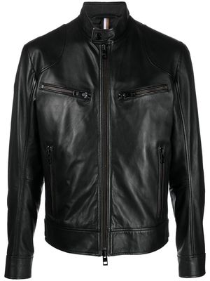 BOSS front-zip lambskin jacket - 001 BLACK
