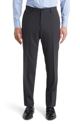 BOSS Genius Check Stretch Wool Blend Pants in Open Grey