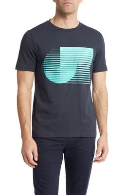 BOSS Geometric Cotton Graphic T-Shirt in Dark Blue