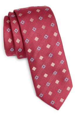 BOSS Geometric Silk Tie in Red/Pink