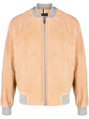 BOSS goatskin bomber jacket - Brown