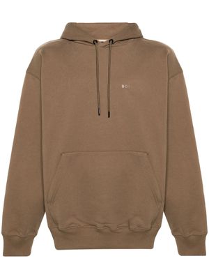 BOSS graphic-print cotton hoodie - Neutrals
