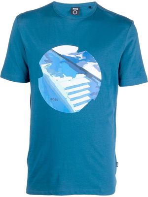 BOSS graphic-print cotton T-shirt - Blue