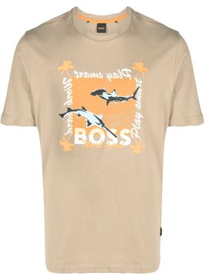 BOSS graphic-print cotton T-shirt - Neutrals