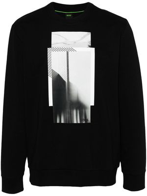 BOSS graphic-print crew-neck sweatshirt - Black