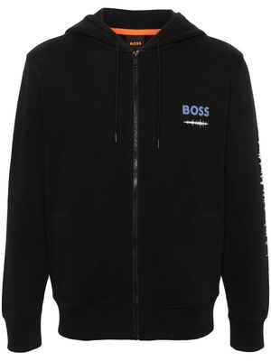BOSS graphic-print hooded jacket - Black