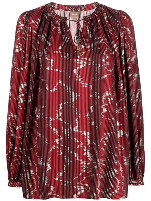BOSS graphic-print long-sleeved blouse - Red