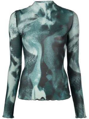 BOSS graphic-print pleated blouse - Green