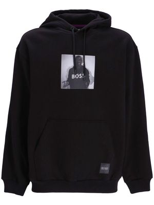 BOSS graphic-print pullover hoodie - Black