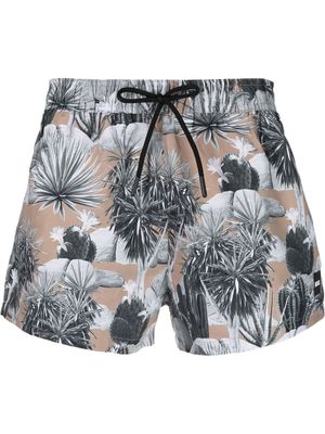 BOSS graphic-print swim shorts - Brown