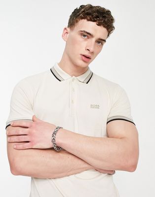 BOSS Green Paddy polo in off white