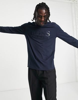 BOSS Green Togn 2 long sleeve top in navy