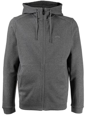 BOSS Hadiko embroidered-logo zip hoodie - Grey