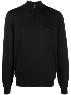BOSS half-zip virgin-wool jumper - Black