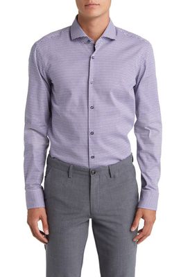 BOSS Hank Slim Fit Houndstooth Stretch Dress Shirt in Medium Purple