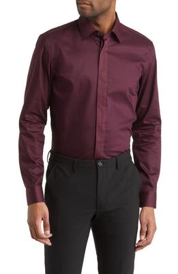 BOSS Hank Slim Fit Solid Dress Shirt in Dark Purple