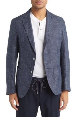 BOSS Hanry Linen & Virgin Wool Sport Coat in Dark Blue