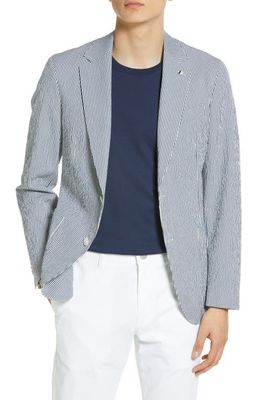 BOSS Hanry Stripe Cotton Blend Sport Coat in Dark Blue