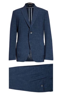 BOSS Hanry Two-Piece Virgin Wool Blend Suit in Dark Blue