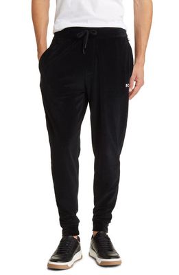 BOSS Heritage Logo Embroidered Velour Lounge Joggers in Black
