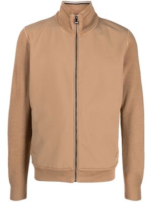 BOSS high-neck zip-up jacket - Brown