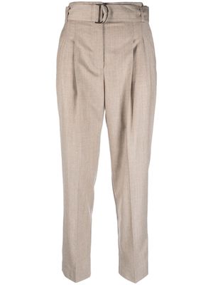 BOSS high-waist belted cropped trousers - Neutrals