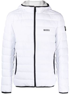 BOSS hooded zip-up padded jacket - White