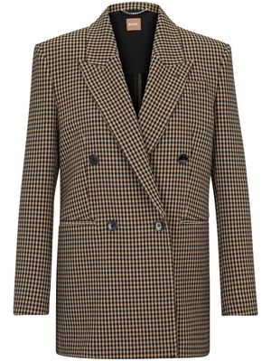 BOSS houndstooth double-breasted blazer - Brown