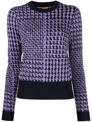 BOSS houndstooth knit sweater - Purple
