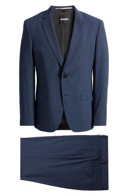 BOSS Huge Stretch Wool Blend Suit in Dark Blue