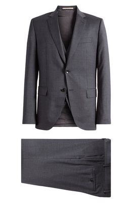 BOSS Huge Wool 3-Piece Suit in Medium Grey