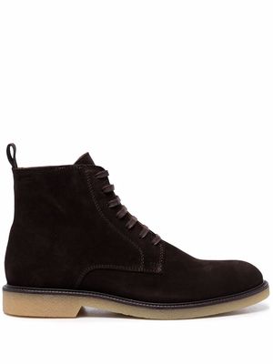 Boss Hugo Boss embossed-logo suede ankle boots - Brown
