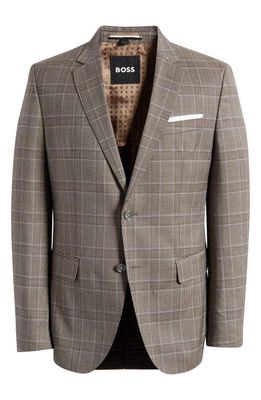 BOSS Hutson Check Wool Sport Coat in Dark Brown