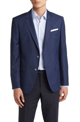 BOSS Hutson Plaid Wool Sport Coat in Dark Blue