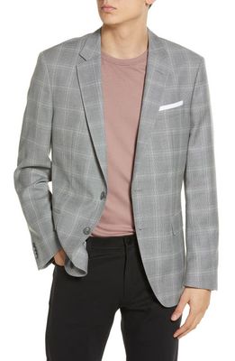 BOSS Hutson Slim Fit Plaid Wool Sport Coat in Grey