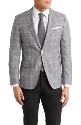 BOSS Hutson Slim Fit Windowpane Wool Sport Coat in Medium Grey