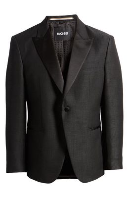 BOSS Hutson Wool Blend Tuxedo Jacket in Black