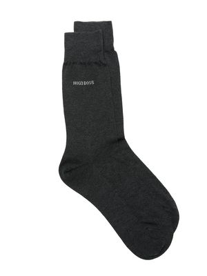 BOSS intarsia-knit logo cotton socks - Black