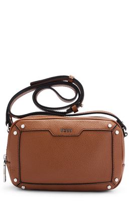 BOSS Ivy Leather Crossbody Bag in Medium Brown