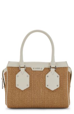 BOSS Ivy Woven Top Handle Bag in White/Natural